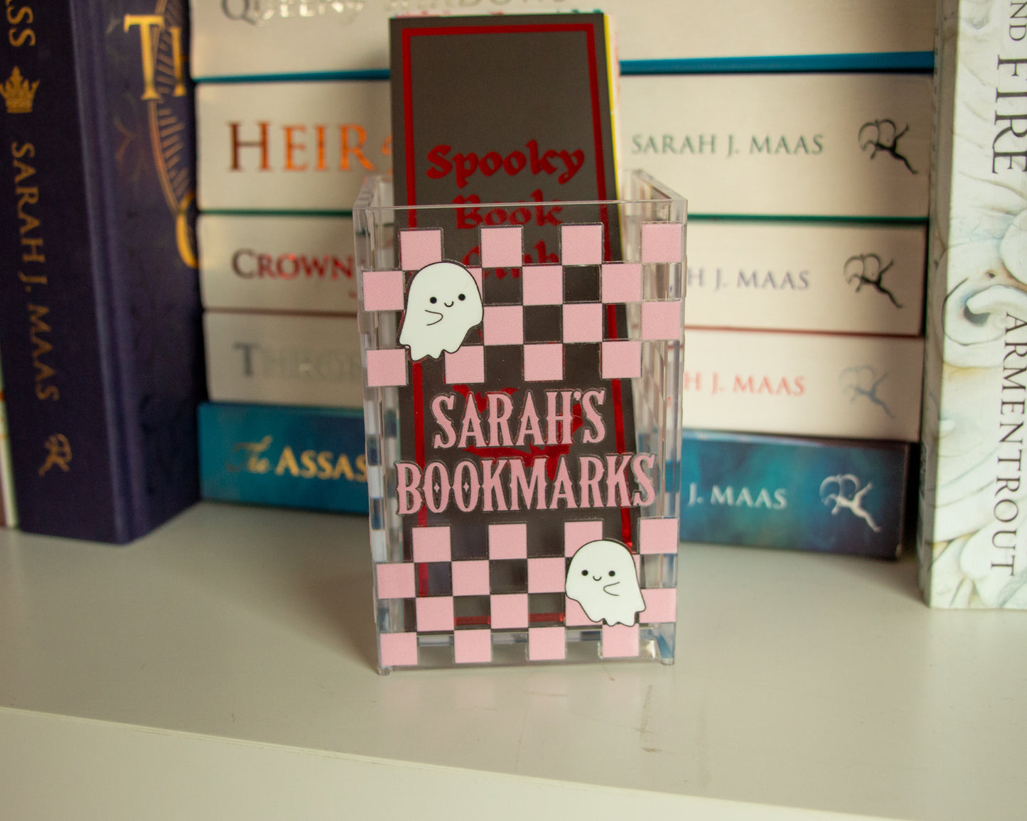 Personalised Checkered Halloween Acrylic Bookmark Holder