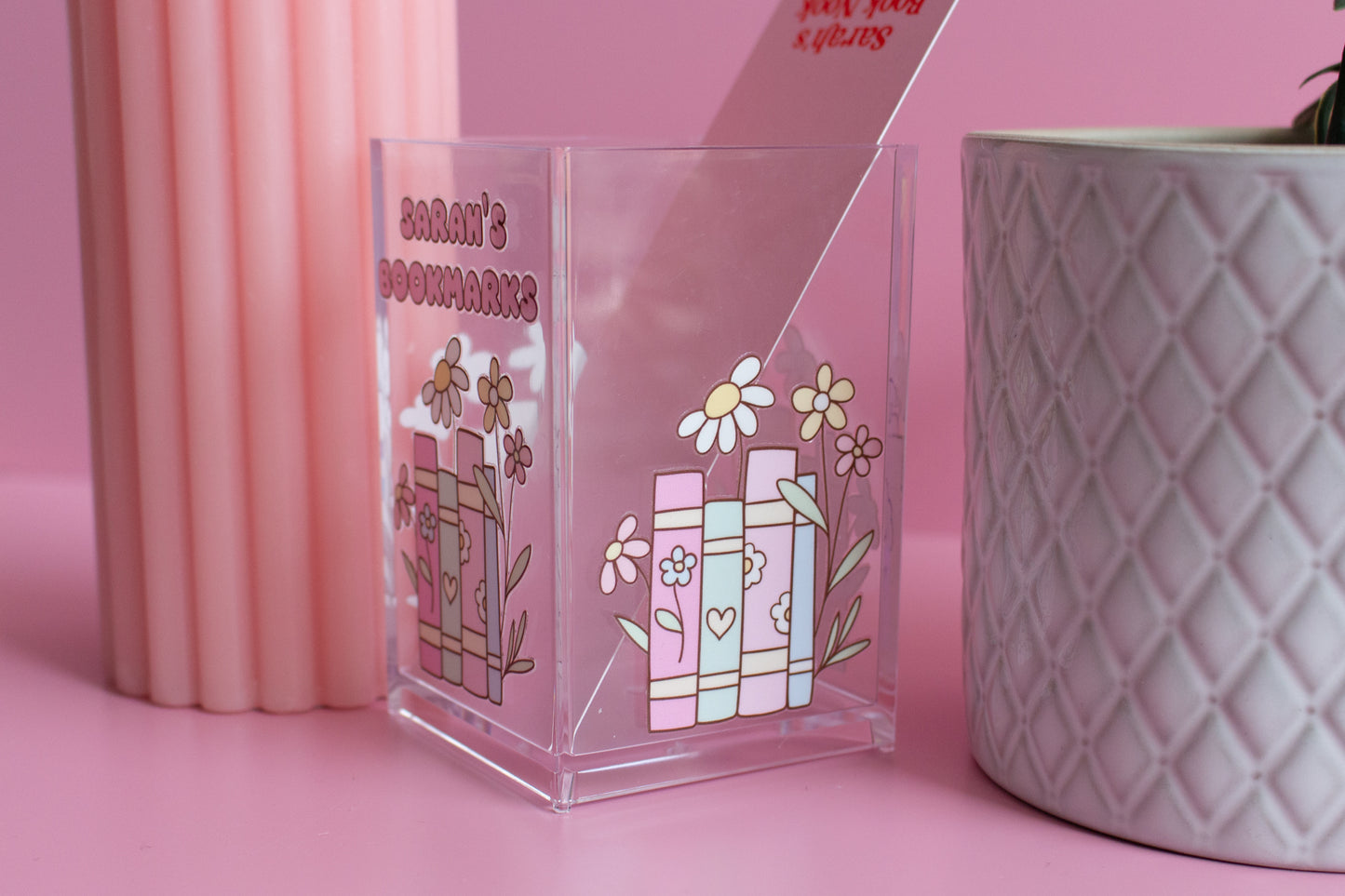 Personalised Pink Flowery Books Bookmark Holder