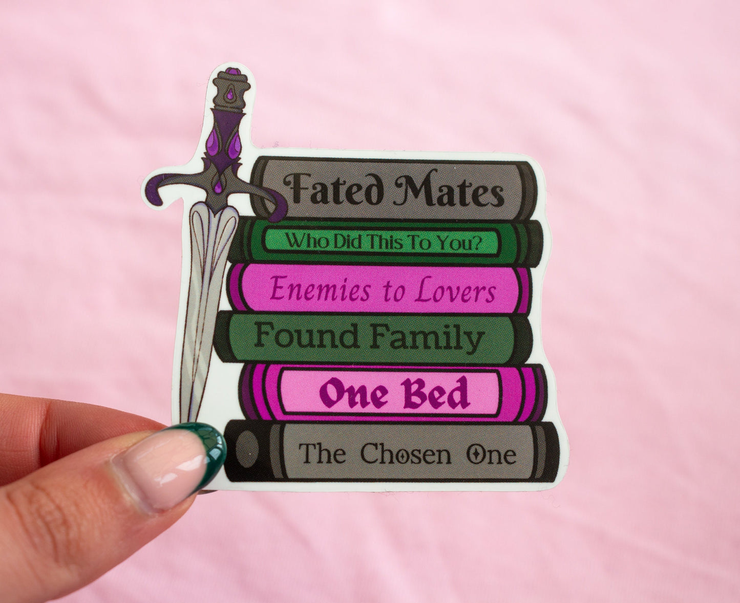 Fantasy Book Stack Sticker, Book Sticker, Waterproof Sticker, Vinyl Sticker, Kindle Sticker, Book Lover Gift, Book Tropes