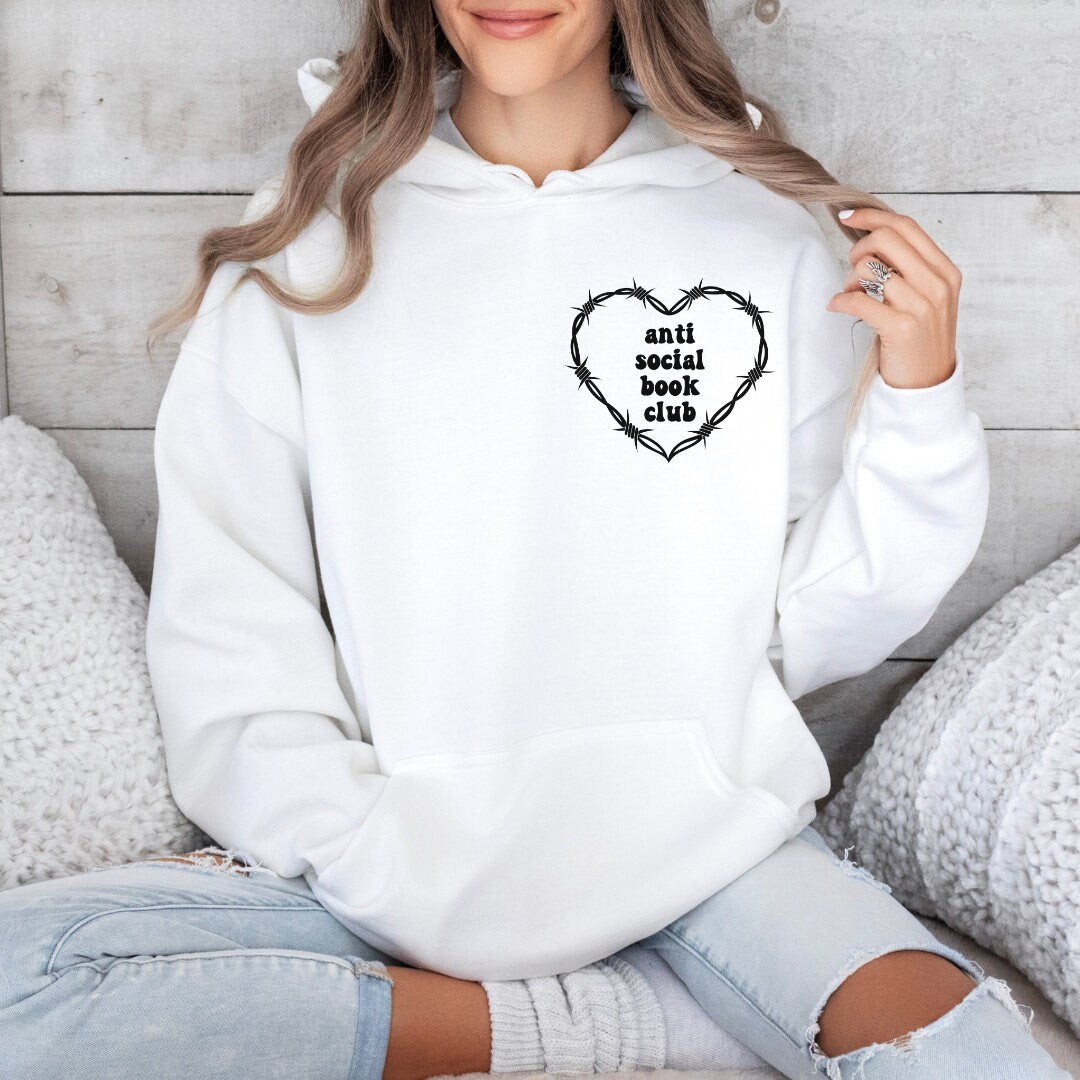 Anti Social Book Club Hoodie, Book Lover Gift, Bookish Gift, Funny Reading Hoodie, Book Hoodie