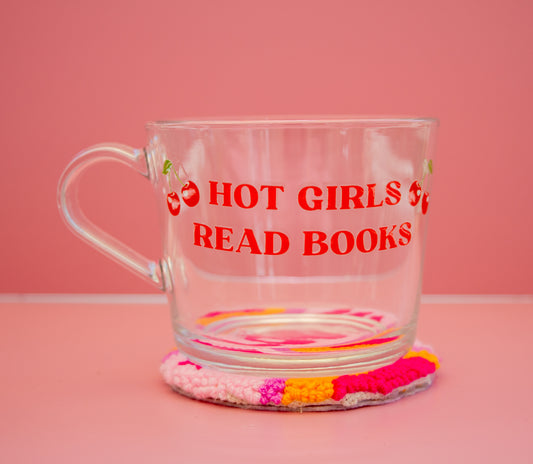 Hot Girls Read Books Cherry Glass Mug