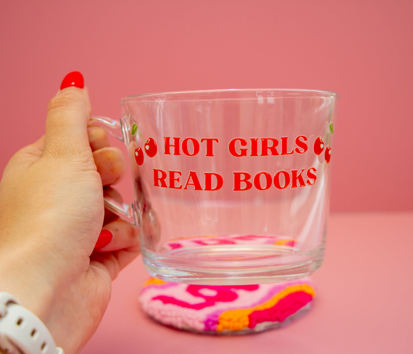 Hot Girls Read Books Cherry Glass Mug