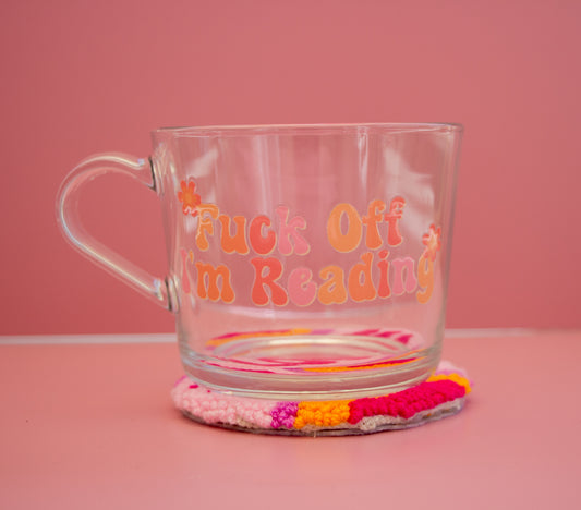 Fuck Off I'm Reading Flowers Glass Mug