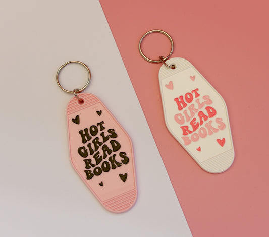 Hot Girls Read Books Motel Keychain