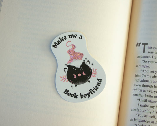 Make Me A Book Boyfriend Cauldron Glitter Sticker