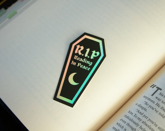 Reading in Peace Holographic Coffin Sticker