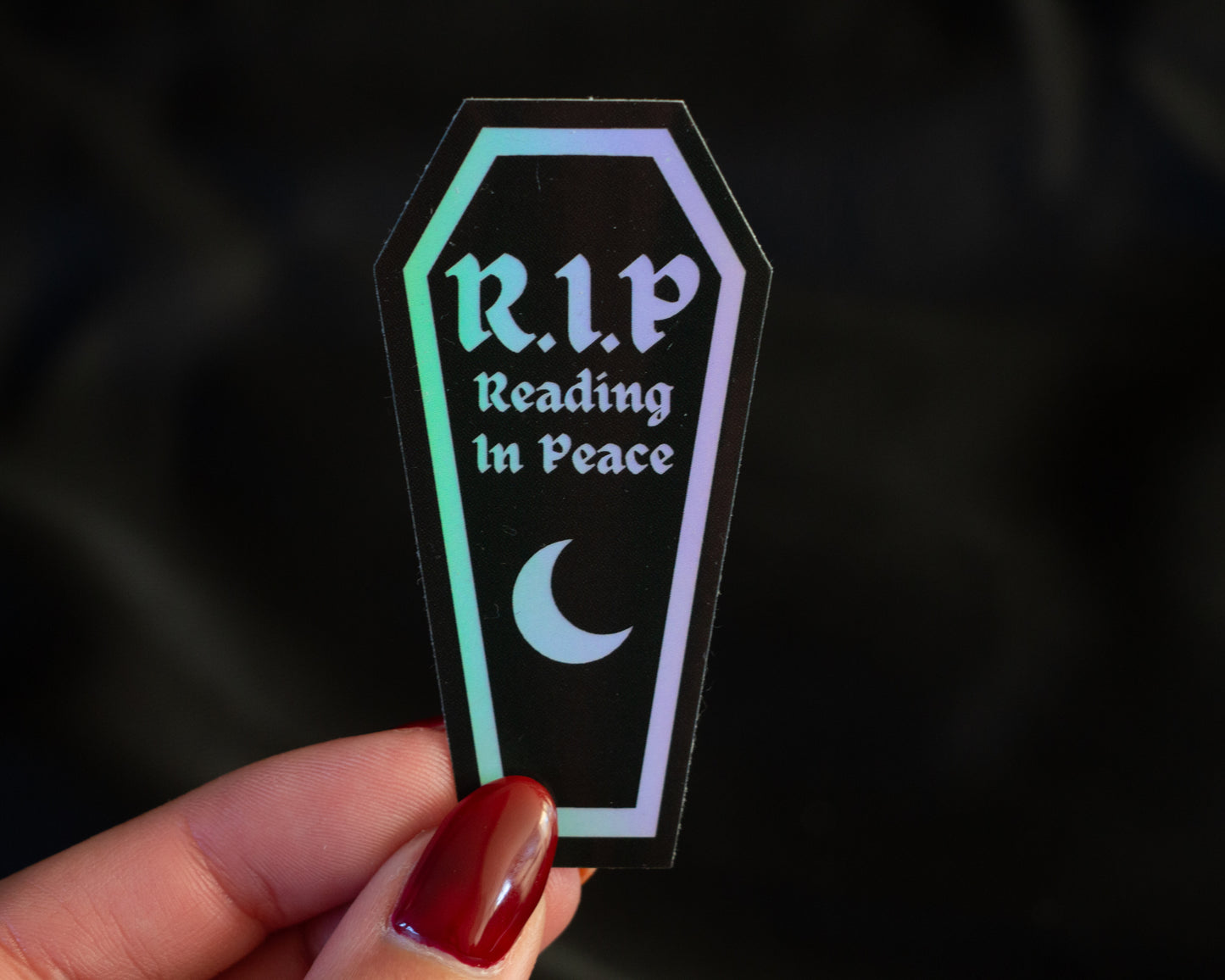 Reading in Peace Holographic Coffin Sticker