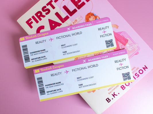 Bookish Escapes Plane Ticket Bookmark