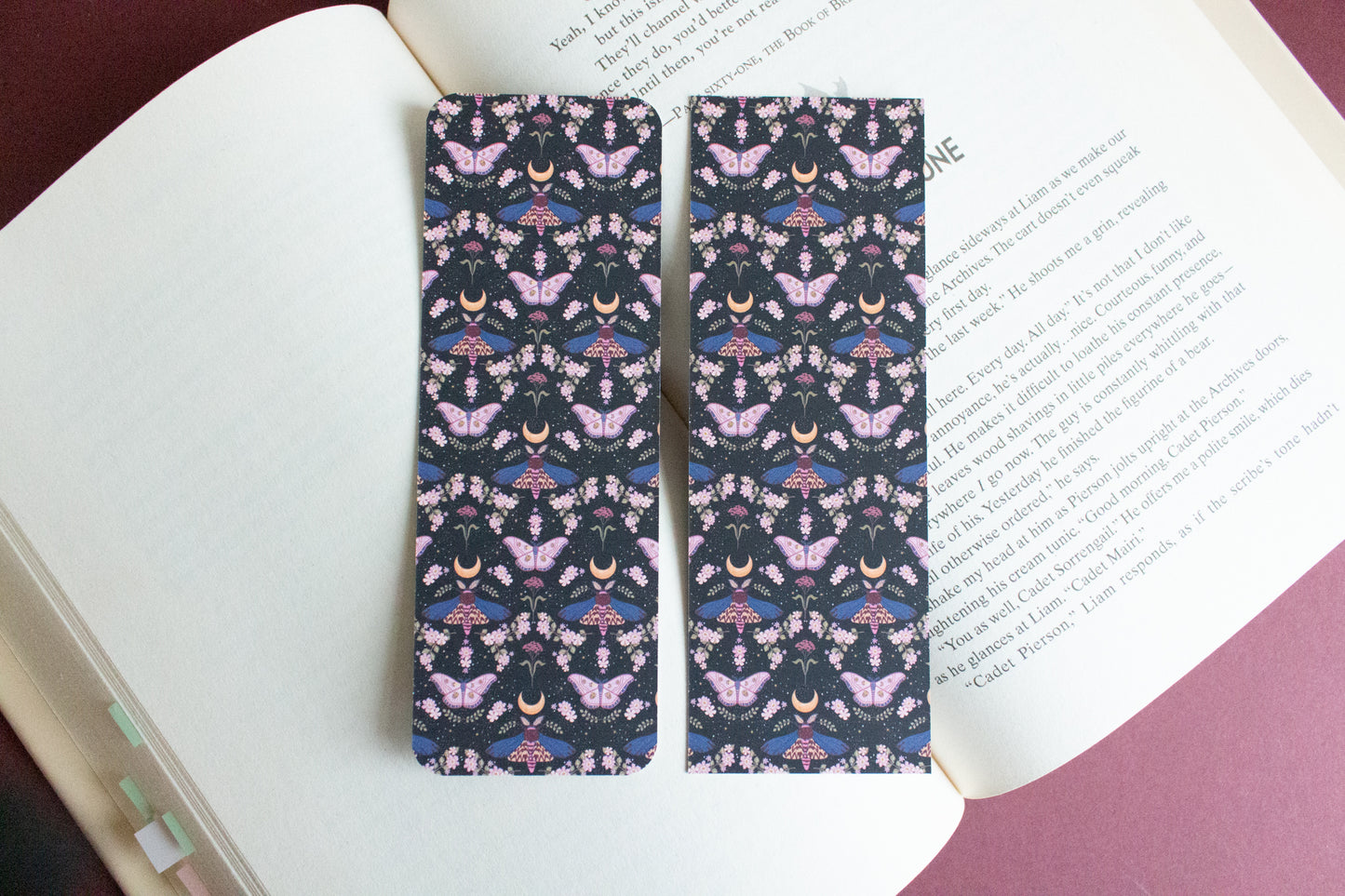 Pink Moths Gothic Bookmark