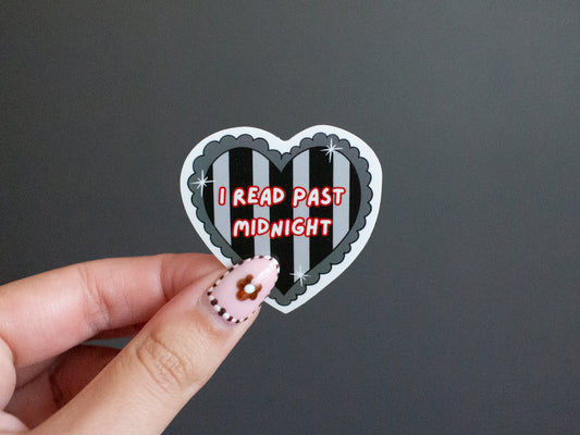 I Read Past Midnight Heart Sticker