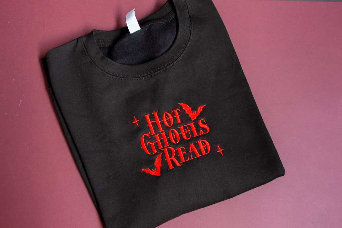 Hot Ghouls Read Embroidered Sweatshirt