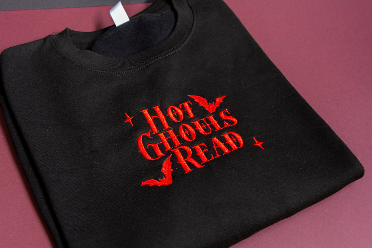 Hot Ghouls Read Embroidered Sweatshirt